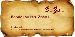 Bendekovits Zseni névjegykártya